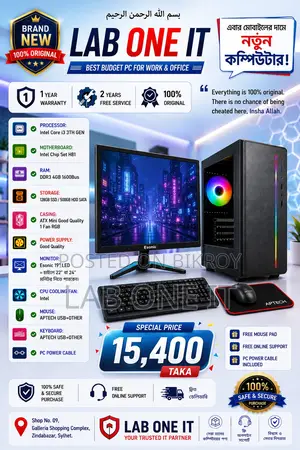 New Desktop Computer 4GB Intel Core I3 SSD 128GB