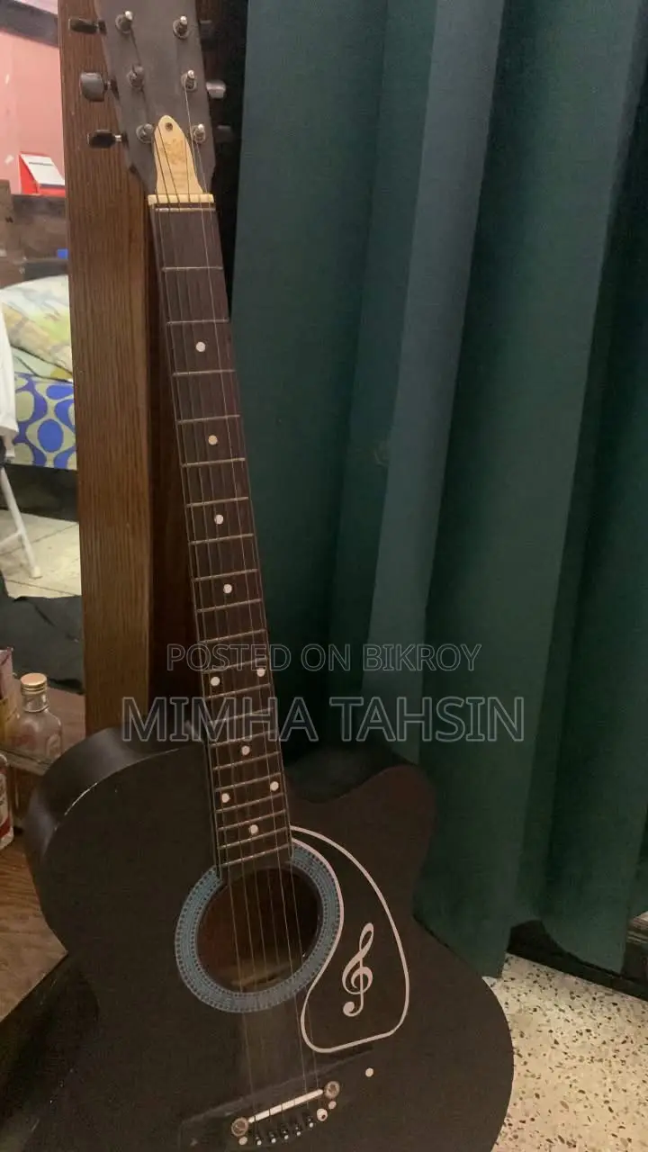 অ্যাকোস্টিক গিটার সাথে ব্যাগ, পিক, স্ট্রিংস