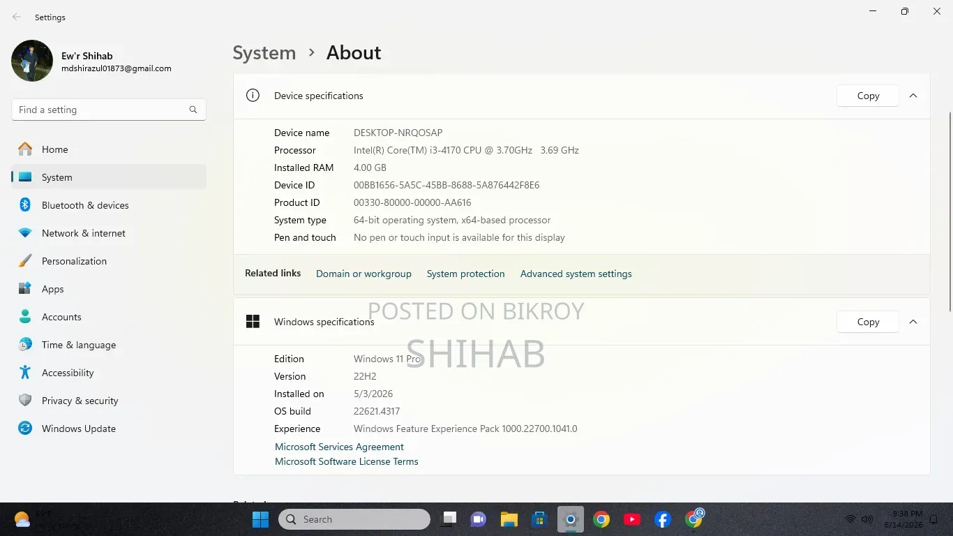 Desktop Computer 4GB Intel Core I3 SSD 128GB