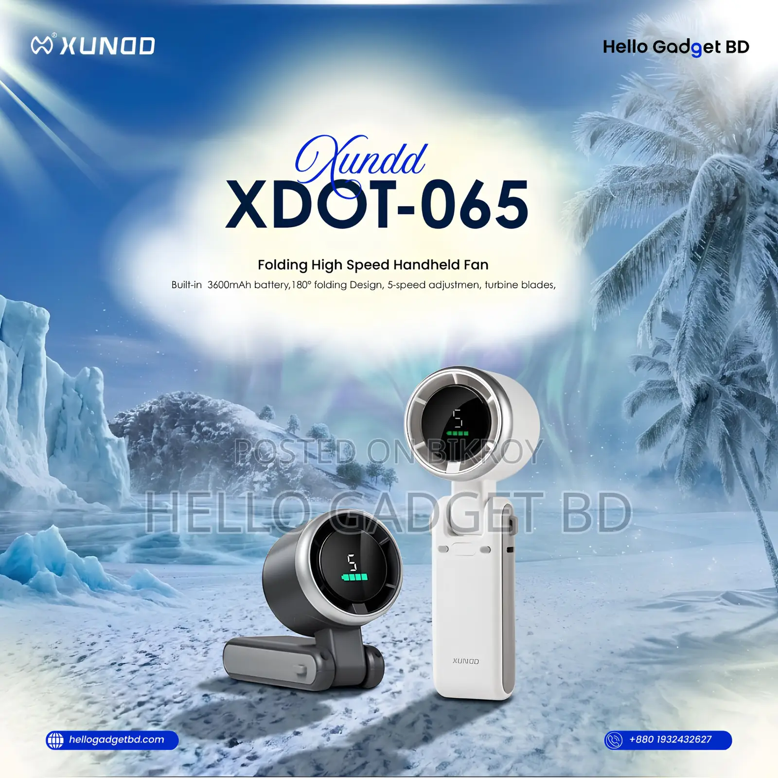 Xundd Xdot-065 Folding High Speed Handheld Fan