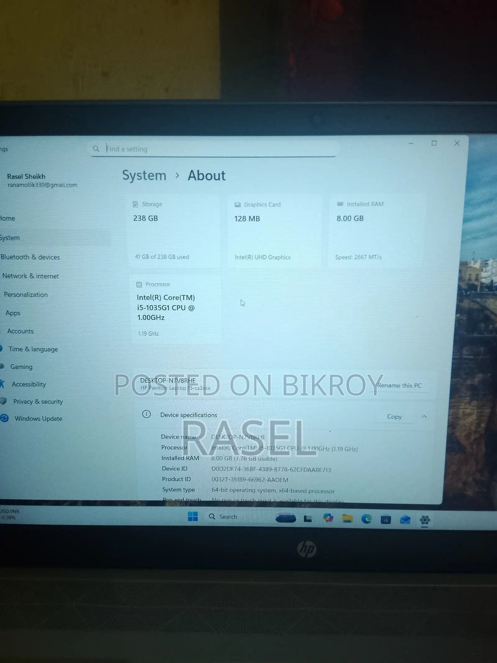 Laptop HP Pavilion 15 8GB Intel Core I5 SSD 256GB