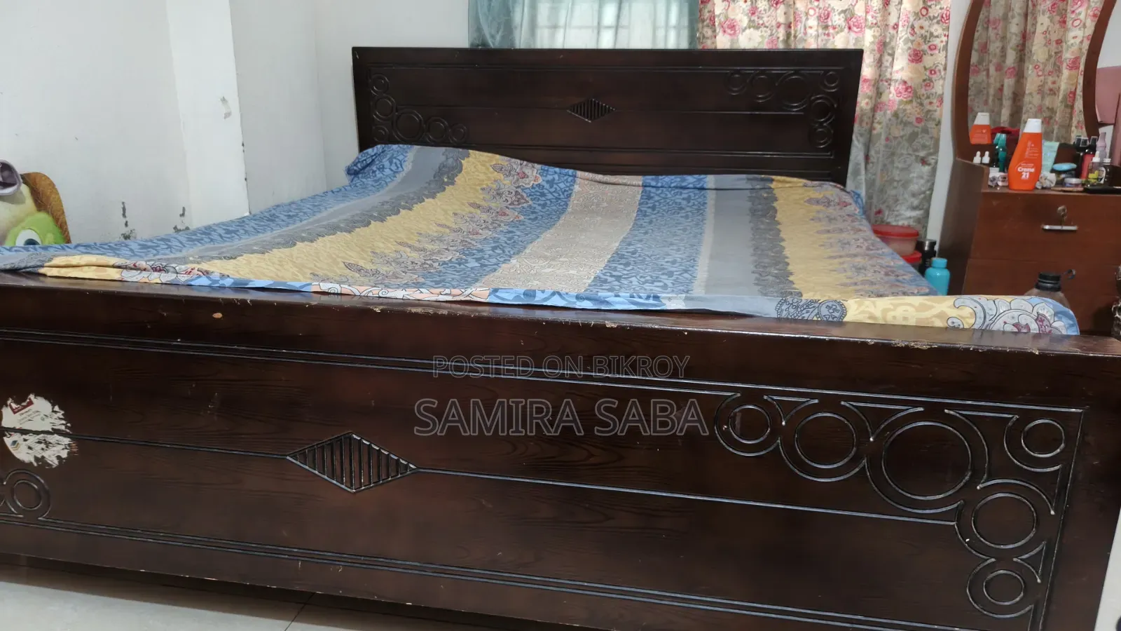 6'×7' বড় সাইজের মজবুত উডকঠের(Partex) খাট – ভালো কন্ডিশন