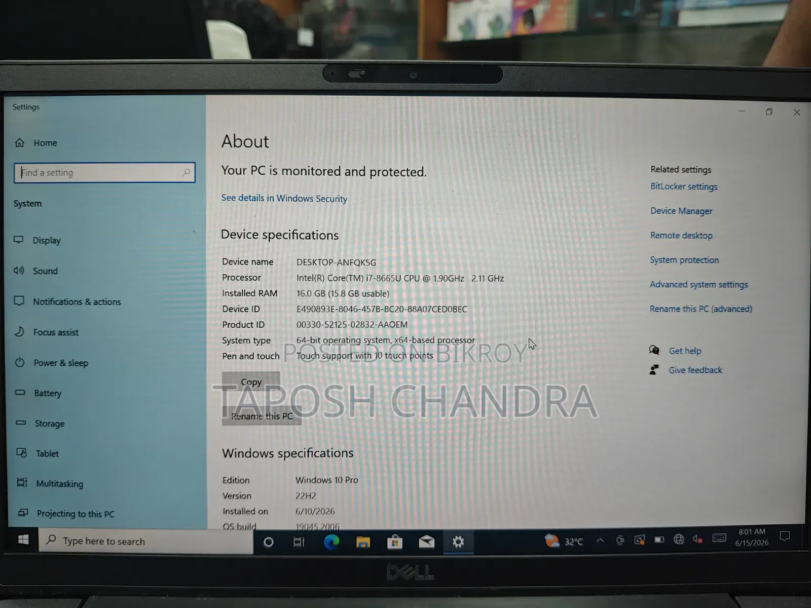 Laptop Dell Latitude 7400 16GB Intel Core I7 SSD 512GB