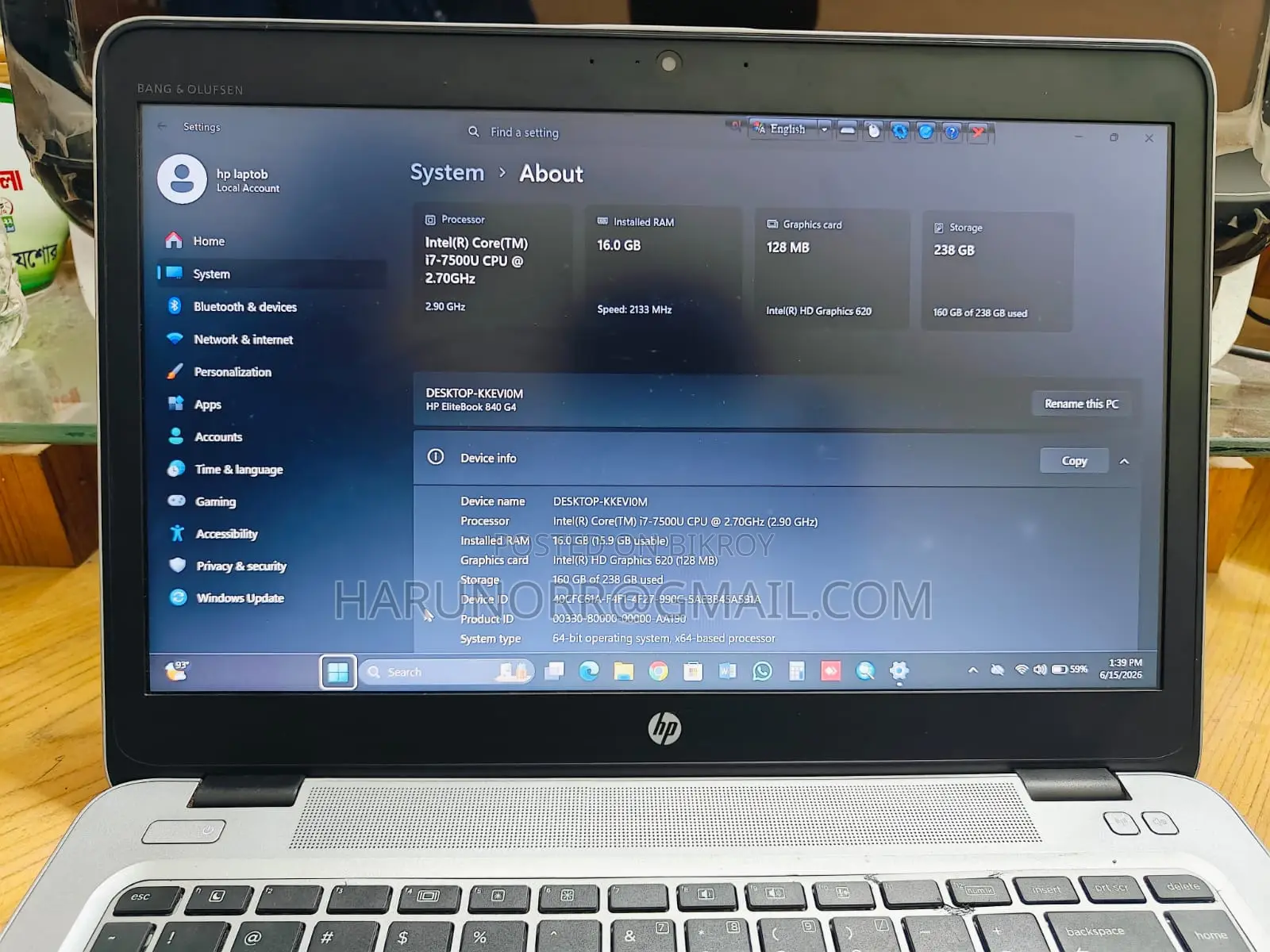 Laptop HP EliteBook 840 G4 16GB Intel Core I7 SSD 256GB