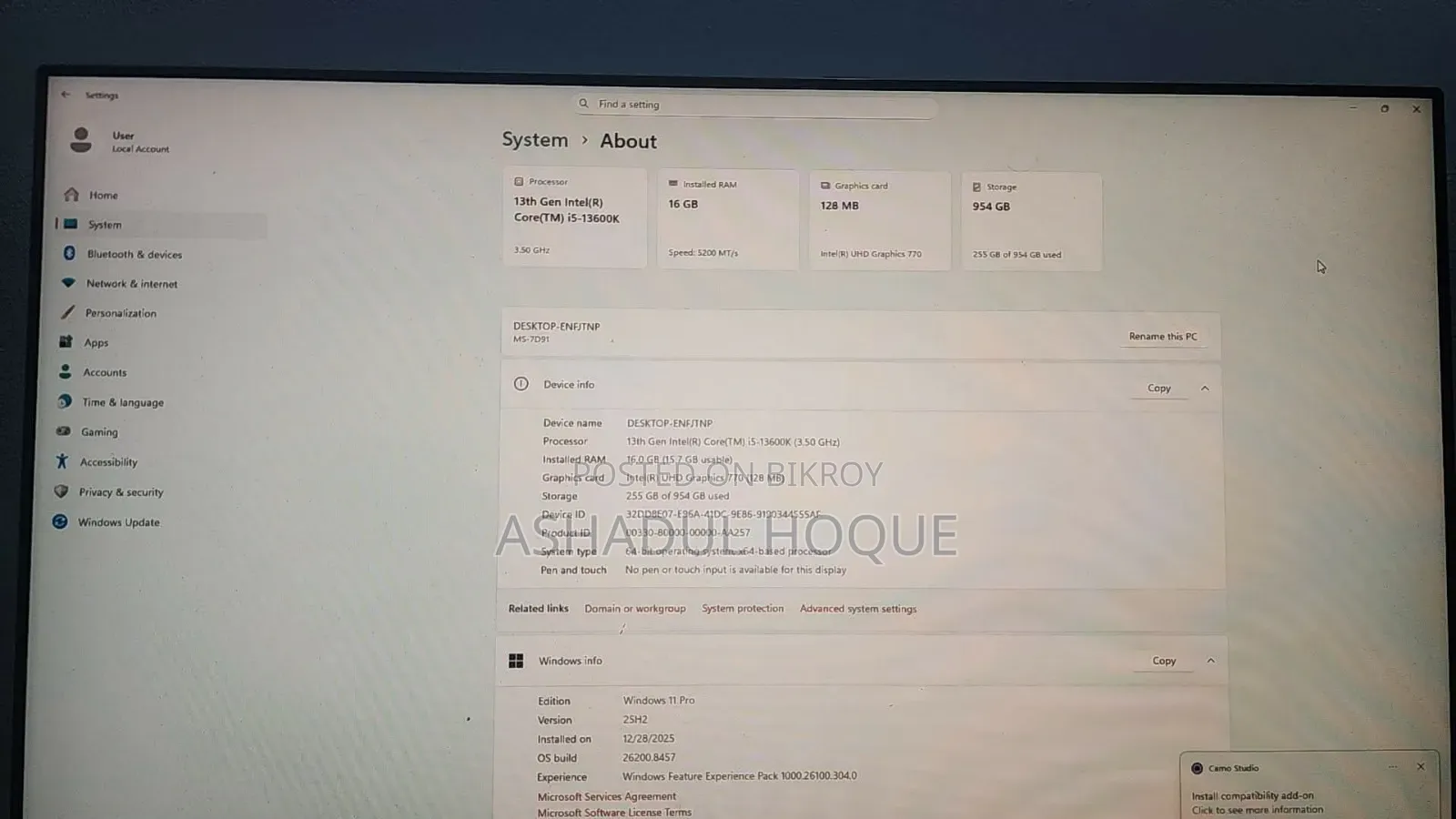 Desktop Computer 16GB Intel Core I5 SSD 1T