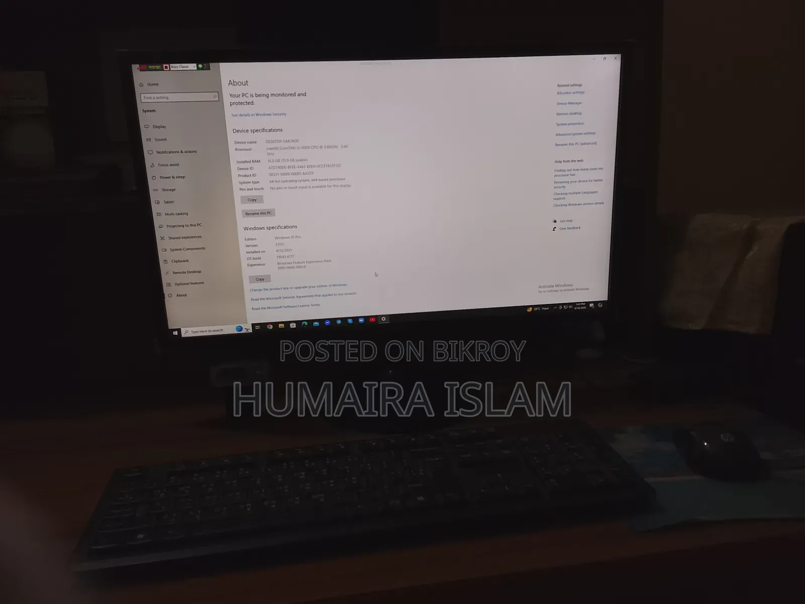 Desktop Computer 16GB Intel Core I3 HDD+SSD 750GB