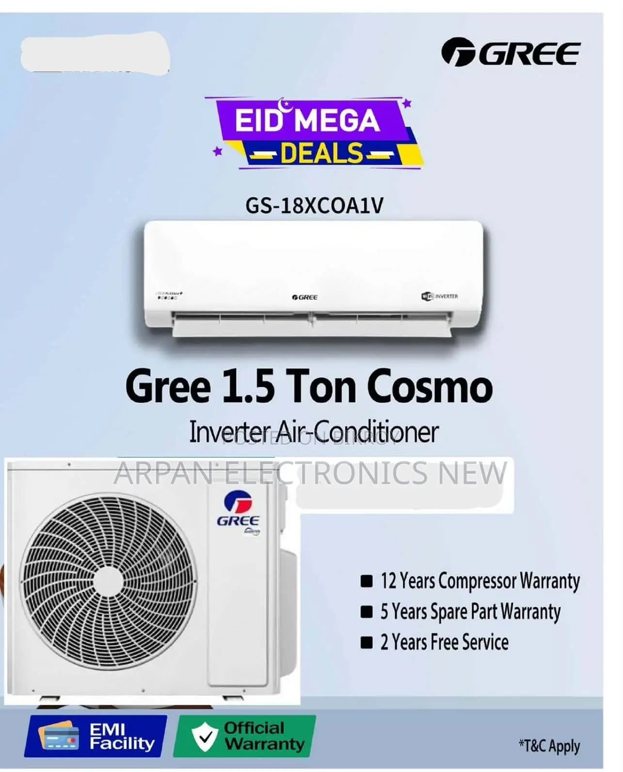 Wifi, Cold Plasma Filter, Official Warranty EMI Available 1.5 Ton Gree
