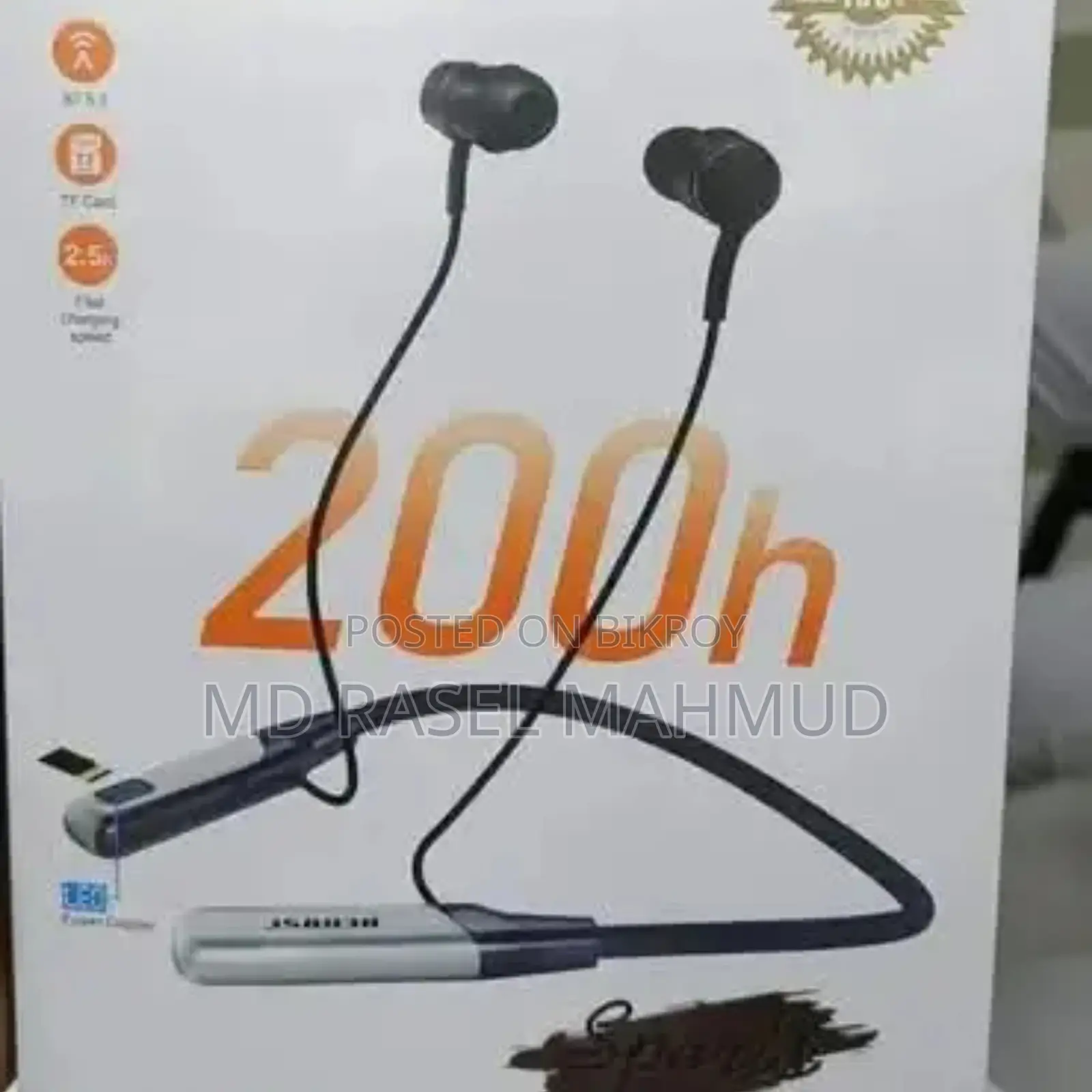 Bluetooth Neckband Earphone 200h Battery Backup - New