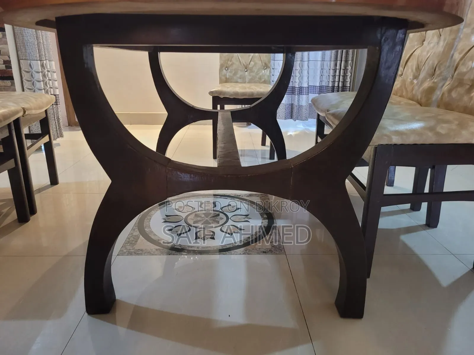 ৬ সিটের মেহগনি কাঠের ডাইনিং টেবিল সেট | Partex Top