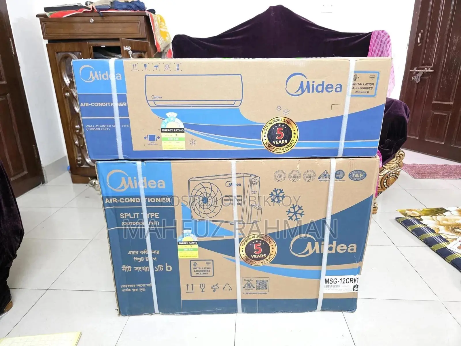 Midea MSG-12CRN1-AG2S 1-Ton Split AC.
