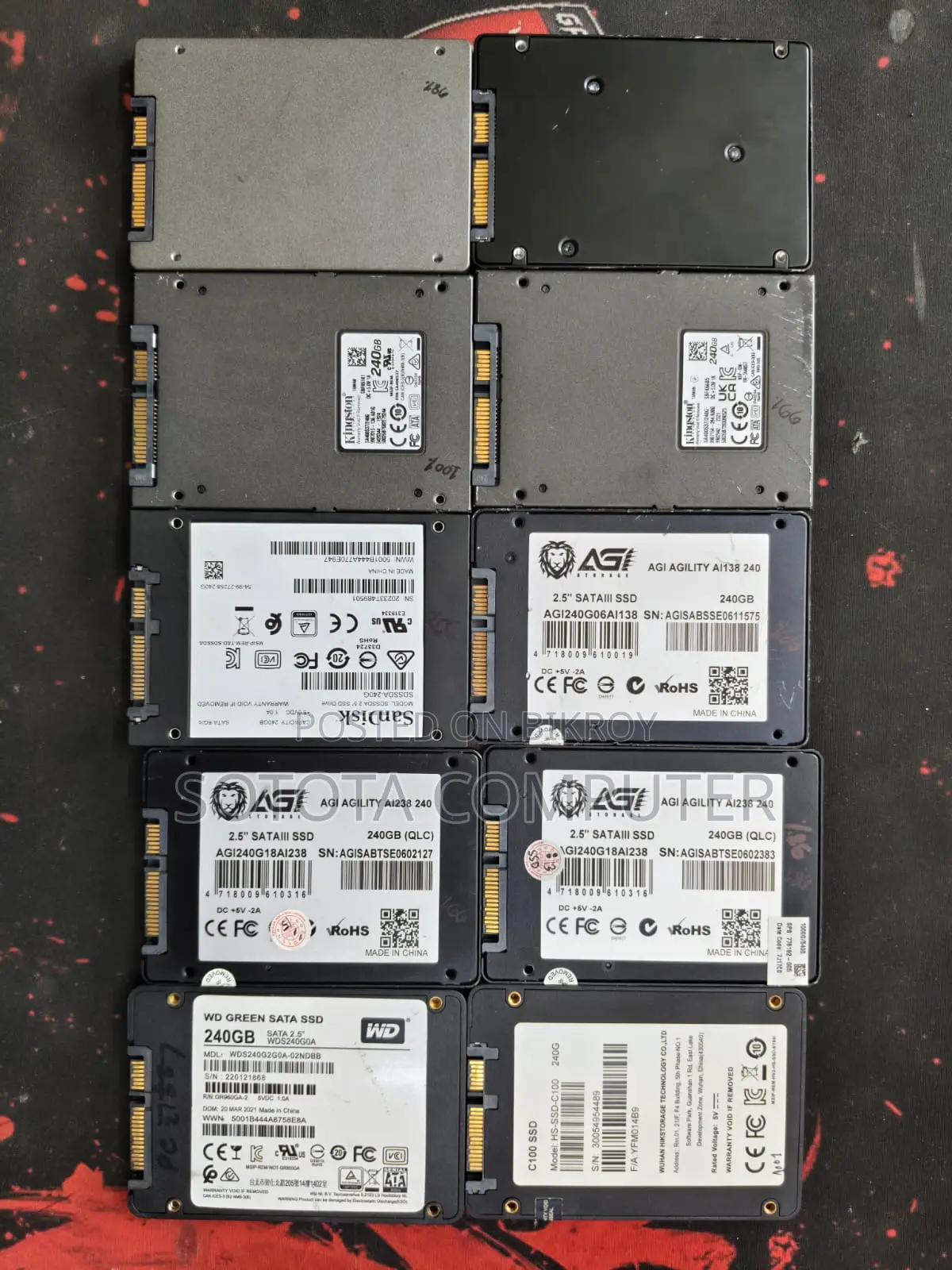 Samsung,Kingston,Agi,Wd,-240/256 2.5′′ Sata SSD (1month Warranty)