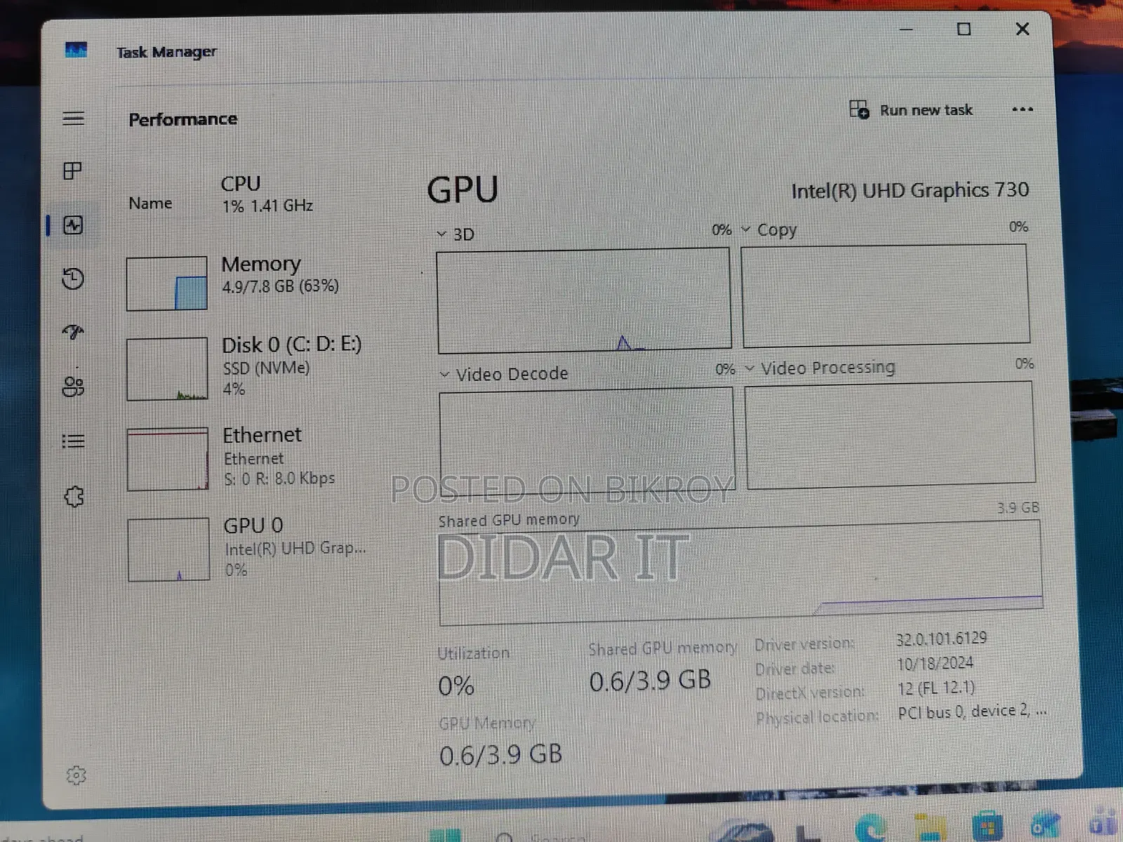 Desktop Computer Gigabyte GB-BKi7T2-7500 8GB Intel Core I5 SSD 256GB