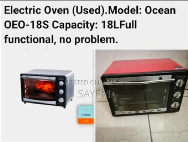 Electric Oven (Used). Model: Ocean OEO-18S Capacity: 18 Liters