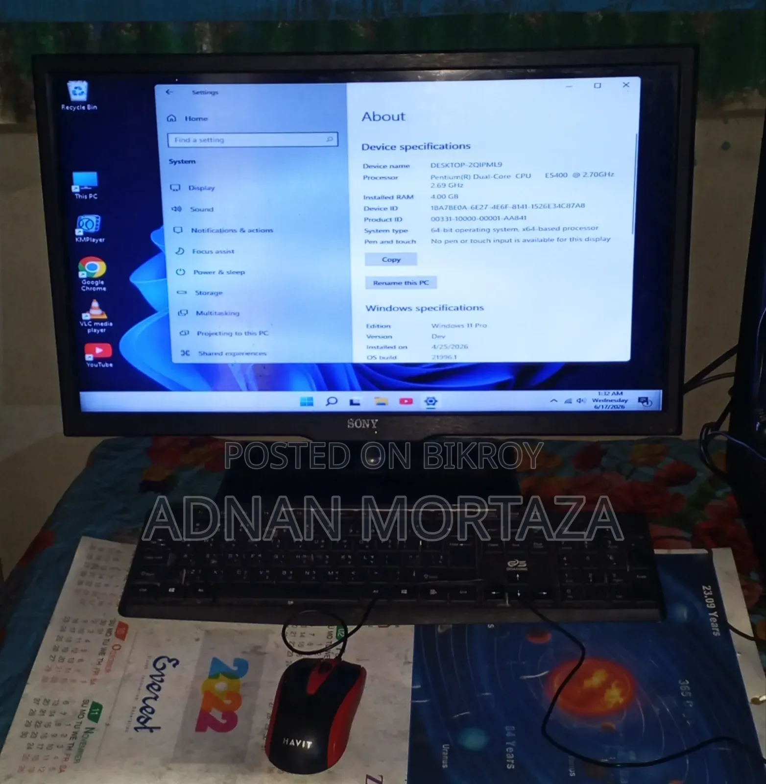 Desktop Computer 4GB Intel Core I7 SSD 500GB