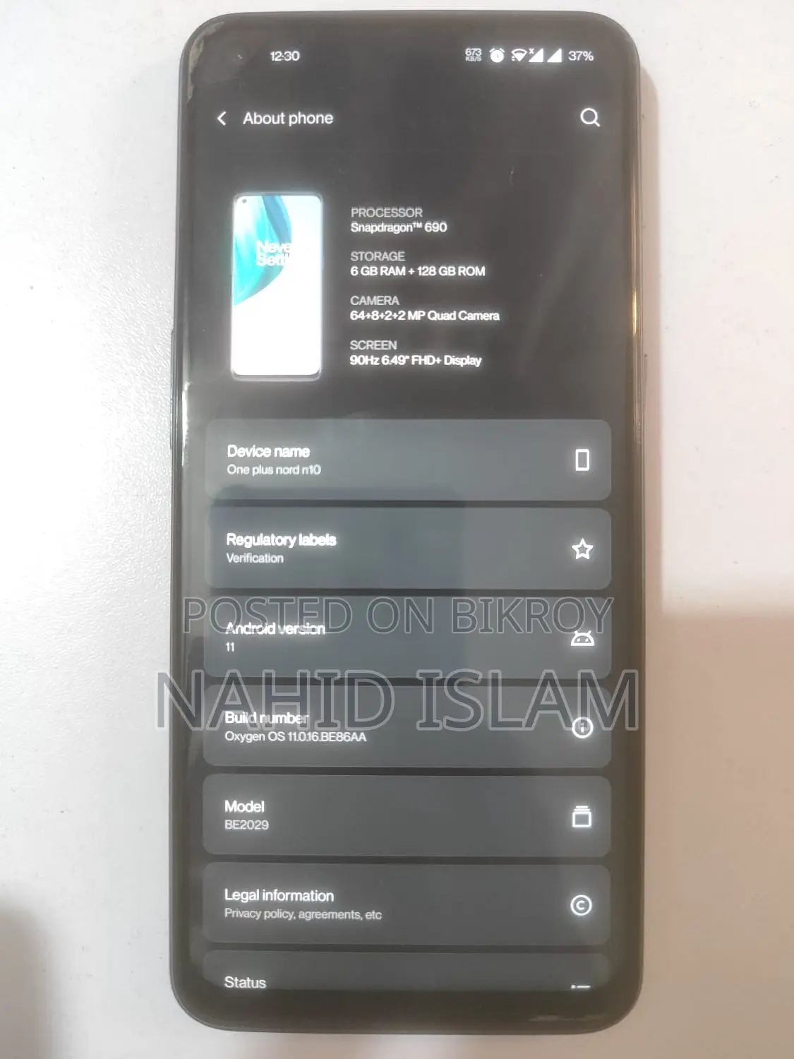 OnePlus Nord N10 5G 128 GB Black