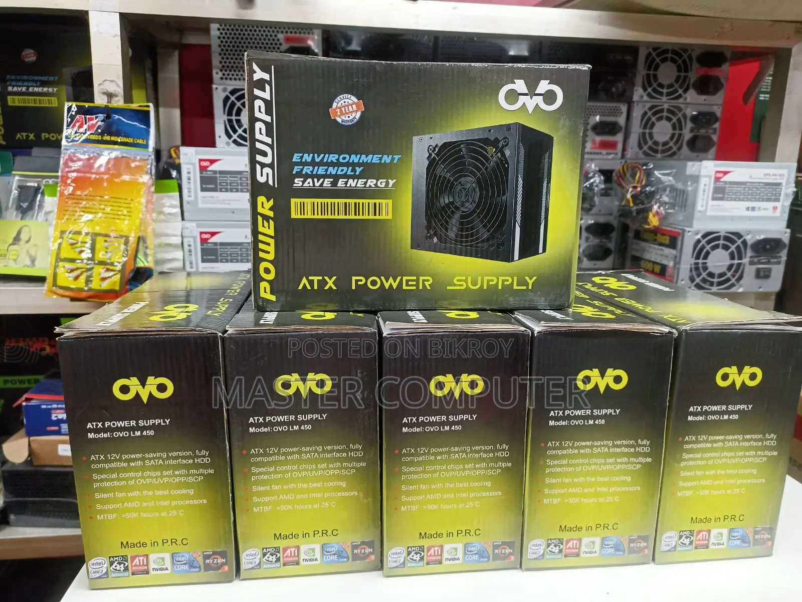 Ovo Power Supply Black 450w- 2-year Warranty