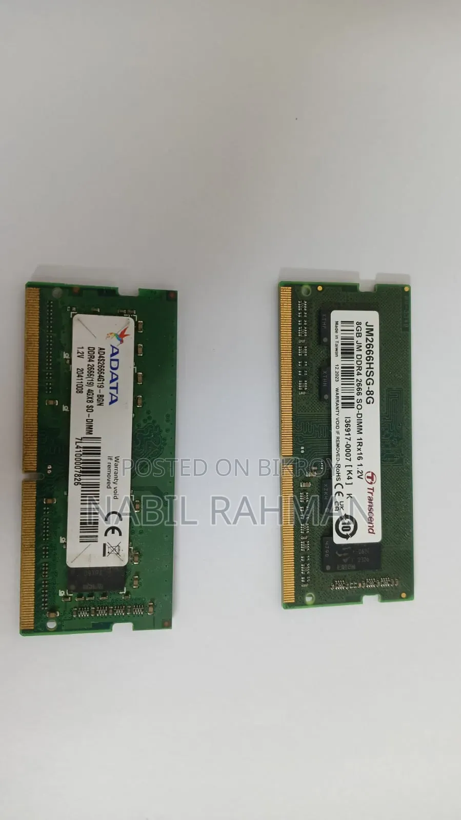 8 GB DDR4 RAM Adata and Transcend