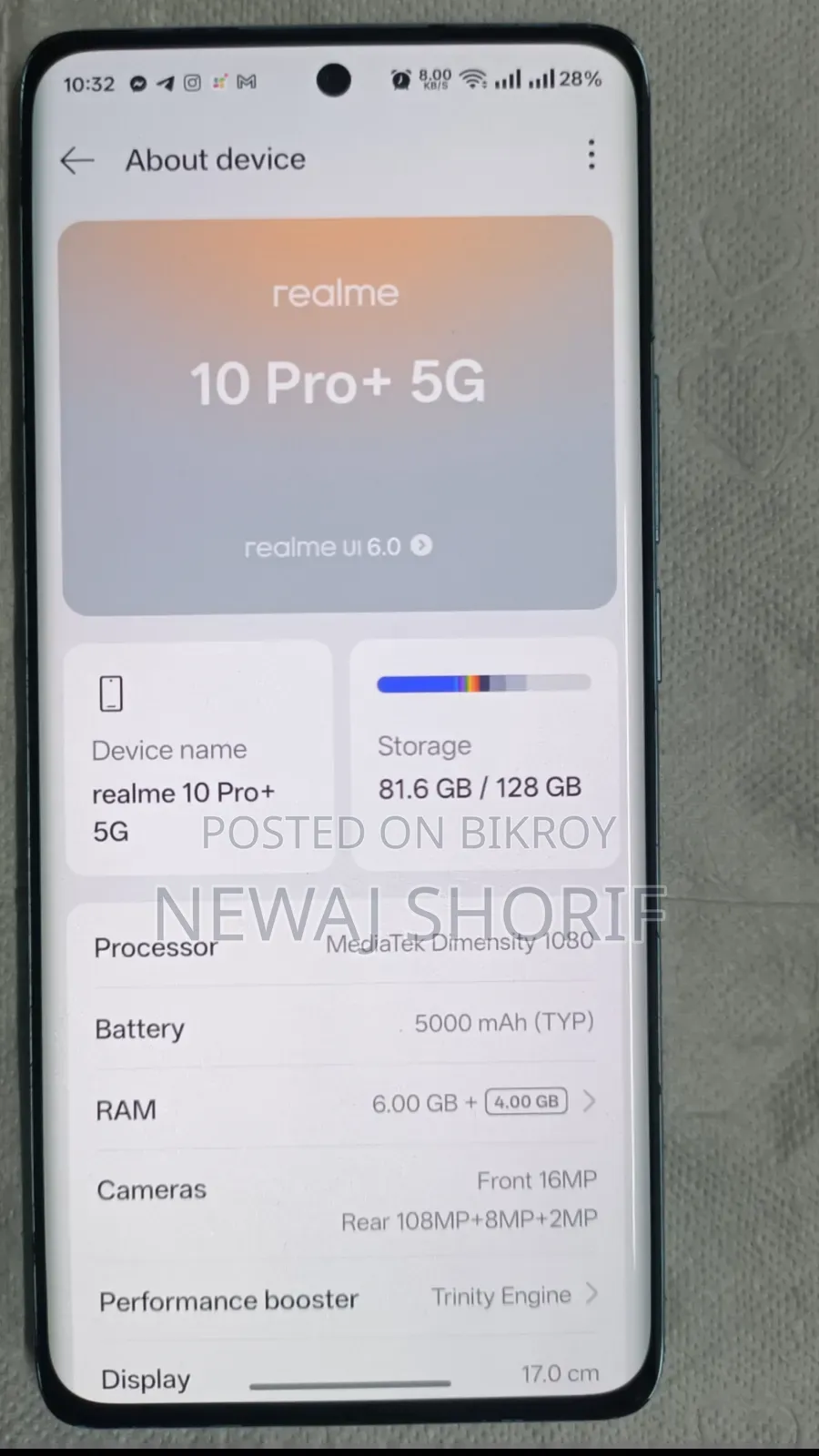 Realme 10 Pro+ 128 GB Blue