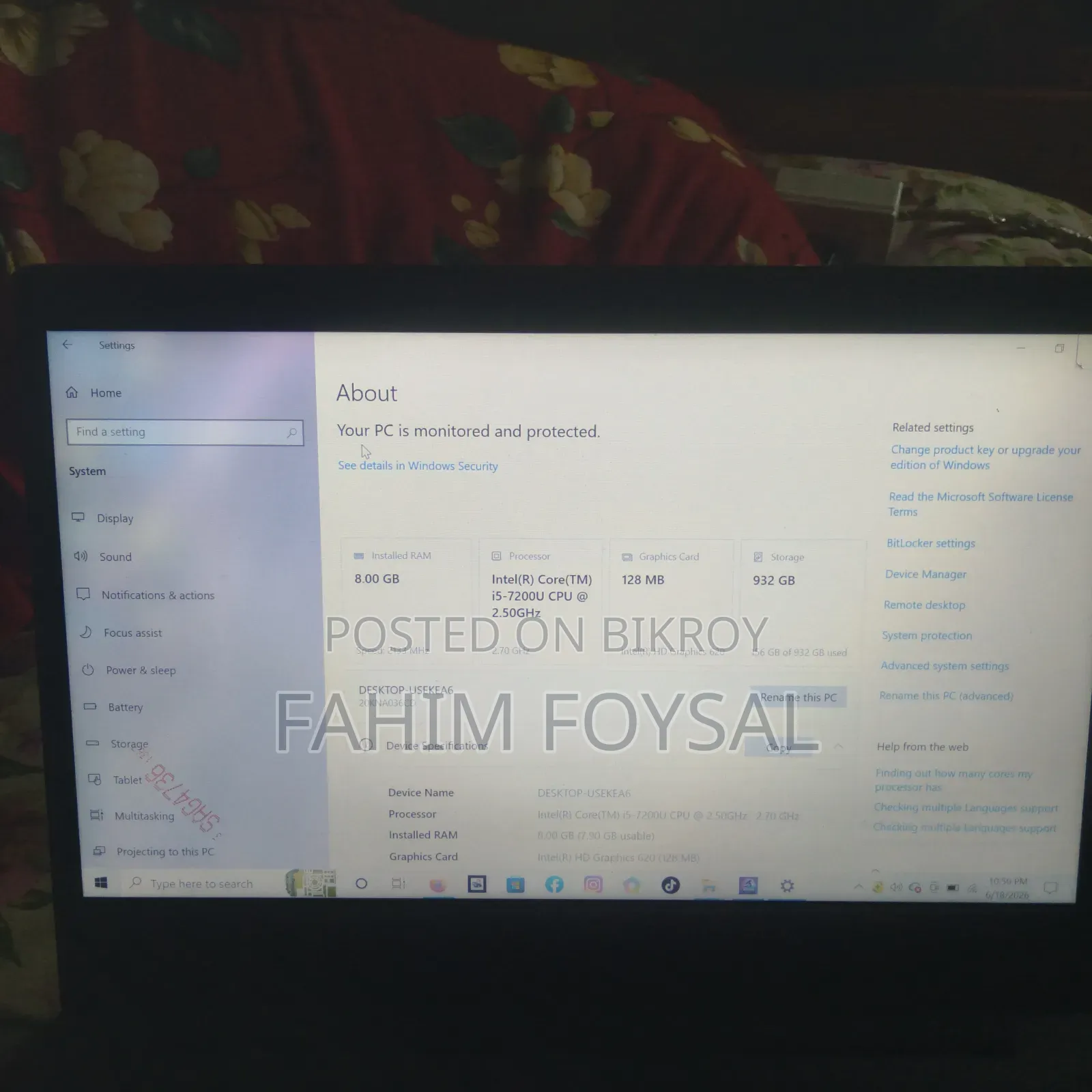 Laptop Lenovo ThinkPad E480 8GB Intel Core I5 HDD+SSD 256GB