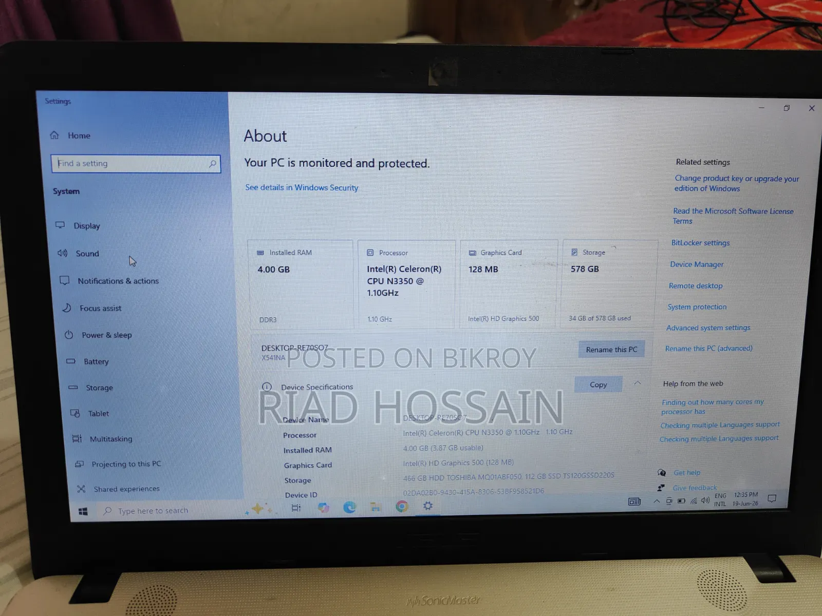 Laptop Asus VivoBook Max X541UA 4GB HDD+SSD 500GB