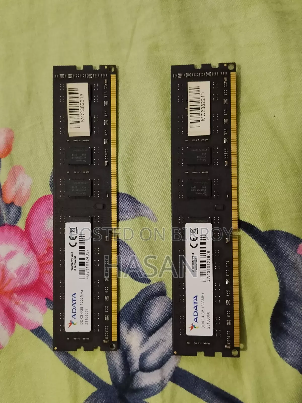 Adata 8GB (2x4GB) DDR3 1333MHz Desktop RAM – Excellent Condition