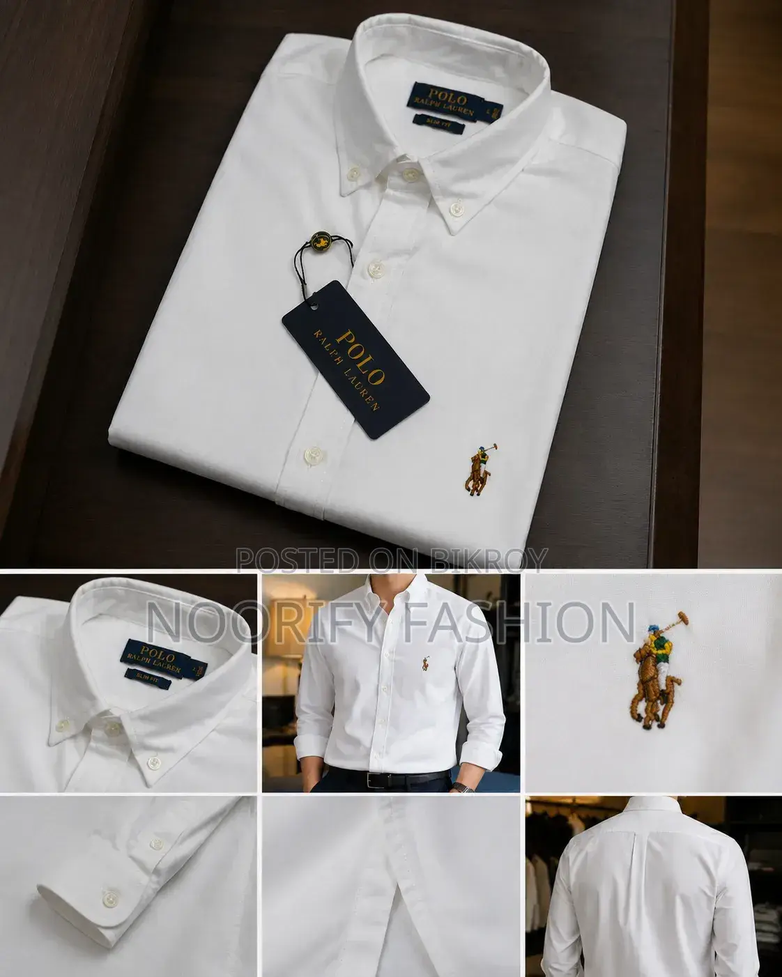 Premium White Formal Shirt | Polo Style | Full Sleeve | Smart Fit