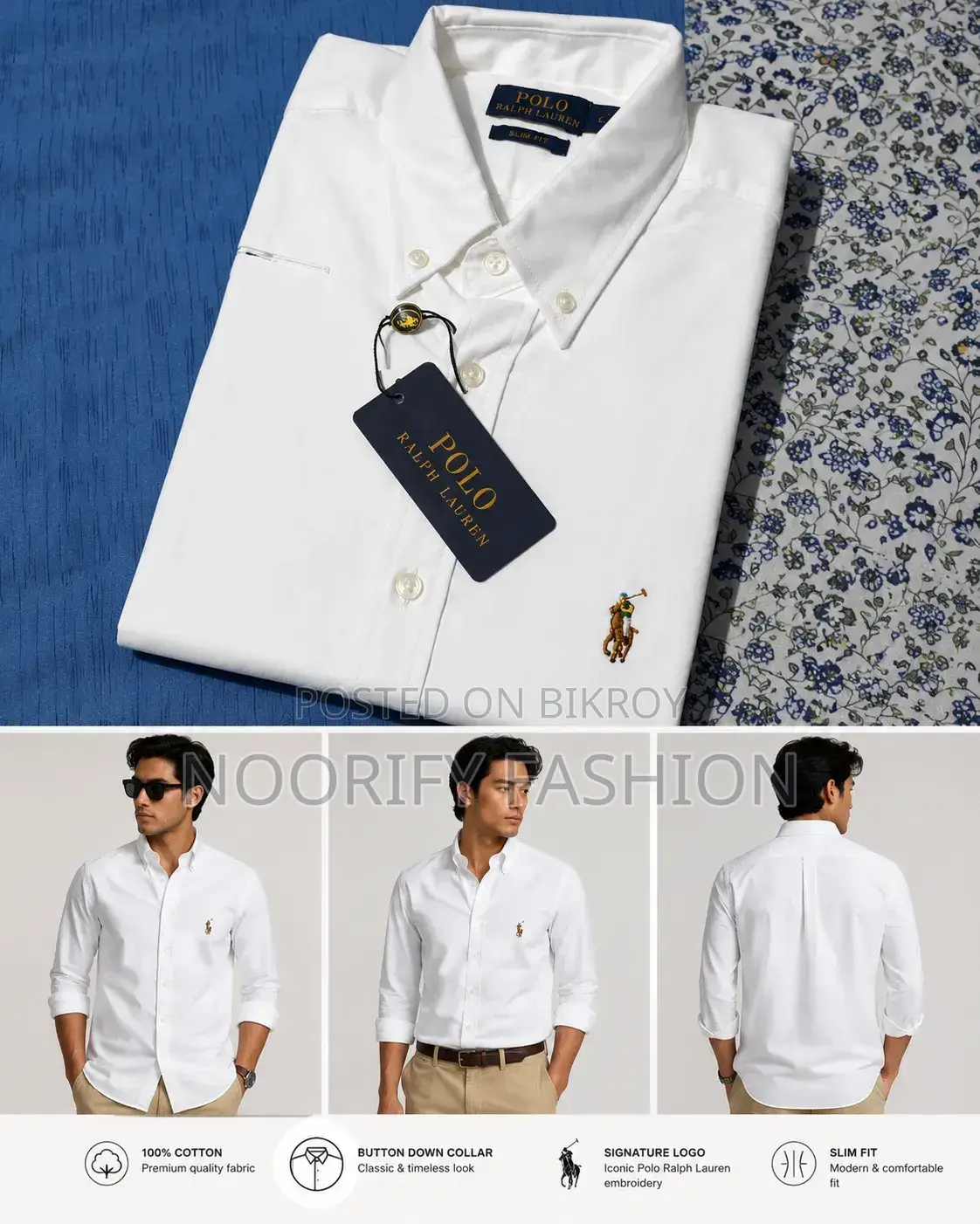 Premium White Formal Shirt | Polo Style | Full Sleeve | Smart Fit