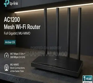 Tp-Link Archer C6 Ac1200 Mesh Wi-Fi Router 4 Antenna