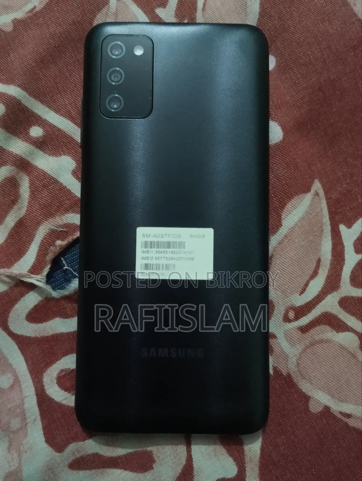 স্যামসাং গ্যালাক্সি এ০৩এস ৬৪ জিবি কালো