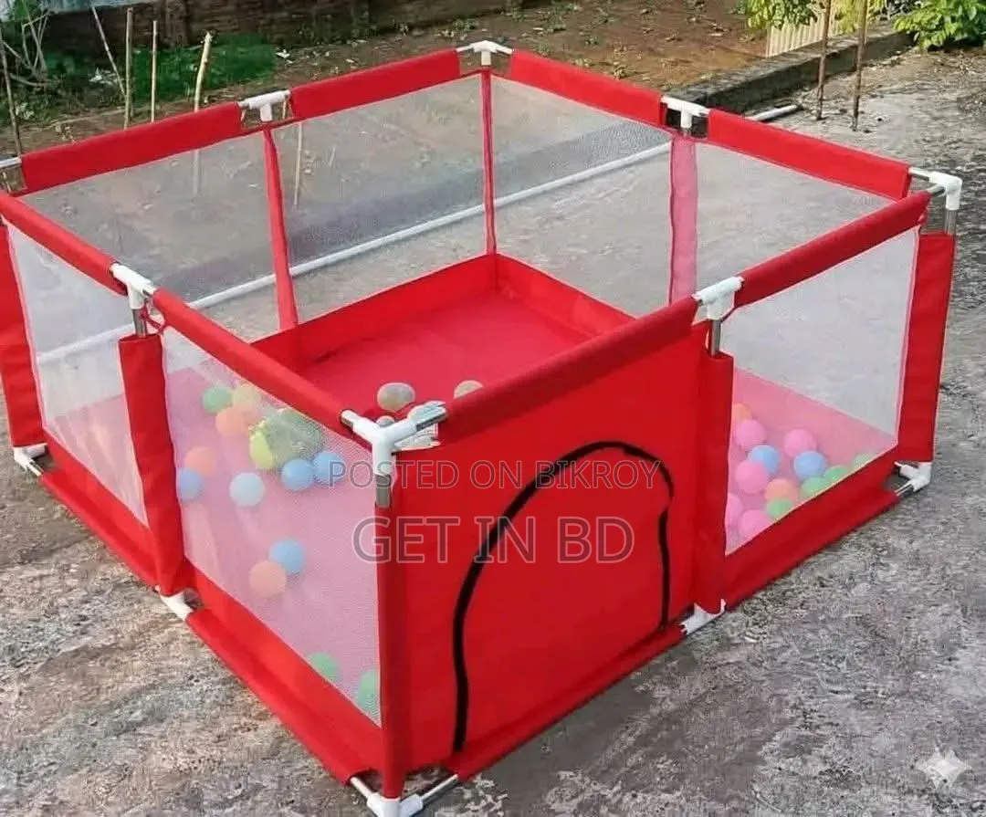 4×4 Feet Baby Playpen With 50 Balls Waterproof Foam Mat Free