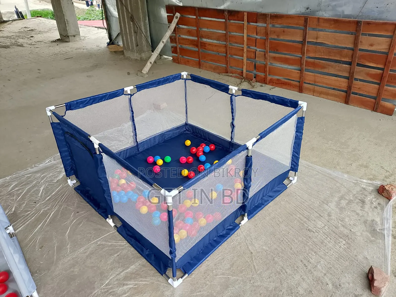 4×4 Feet Baby Playpen With 50 Balls Waterproof Foam Mat Free