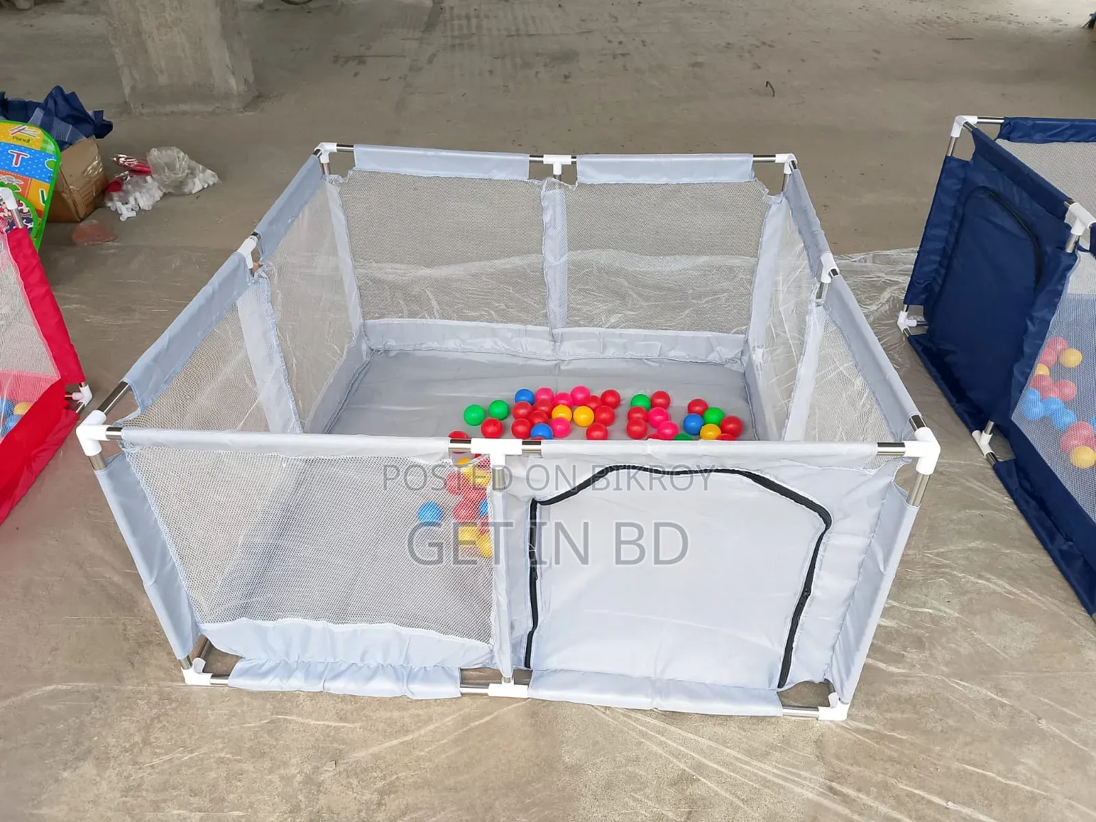 4×4 Feet Baby Playpen With 50 Balls Waterproof Foam Mat Free