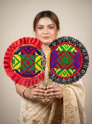 Pair of Nakshi Hand Fans | Nakshi Kantha Embroidery