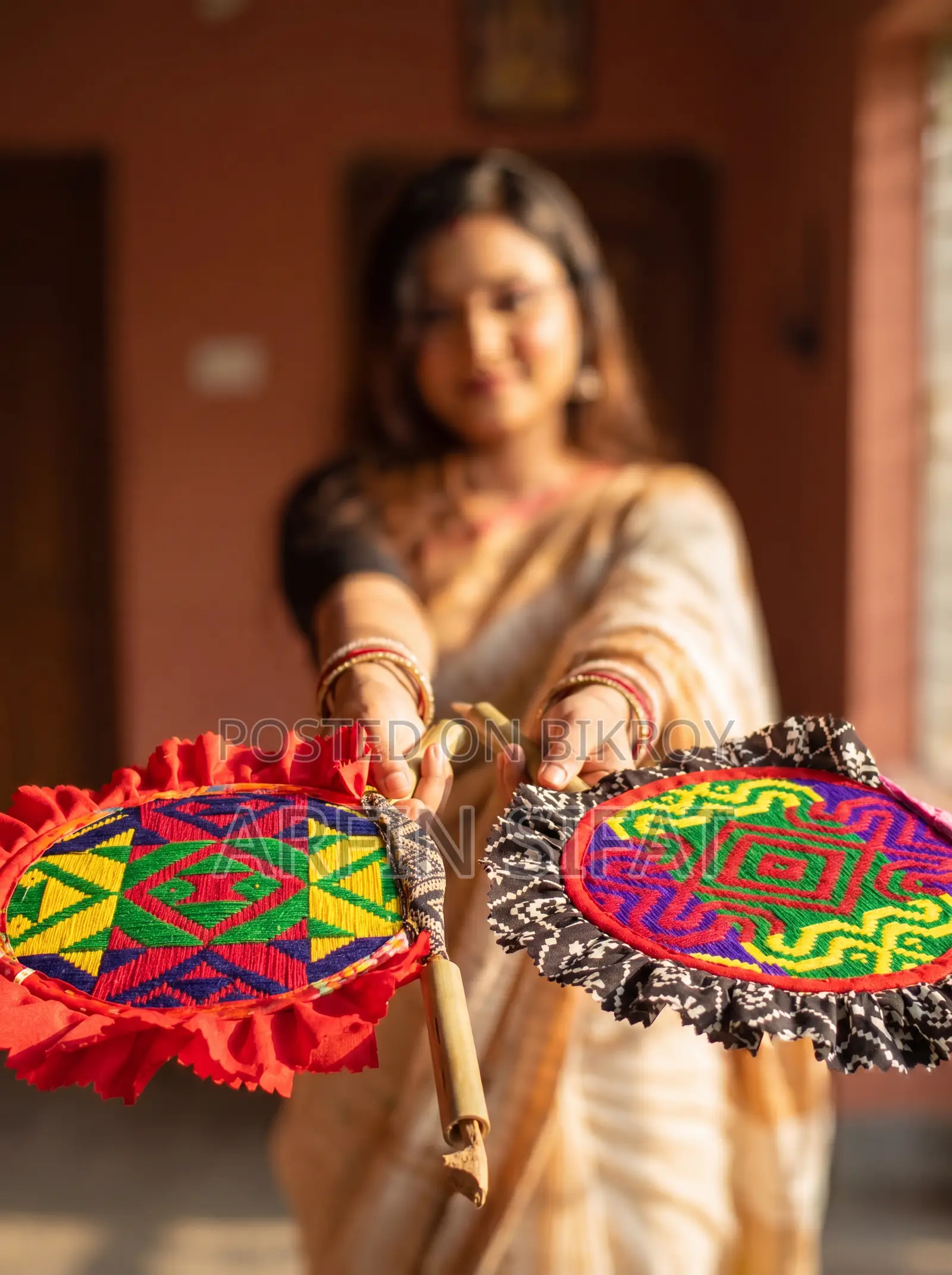 নকশি হাতপাখা জোড়া | নকশি কাঁথার এমব্রয়ডারি