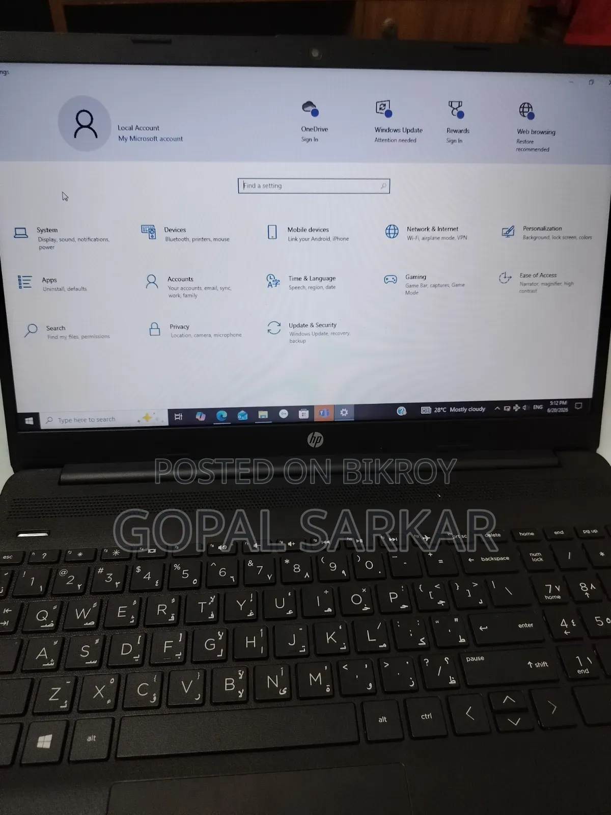 Laptop HP 15 4GB Intel Core I3 SSD 256GB