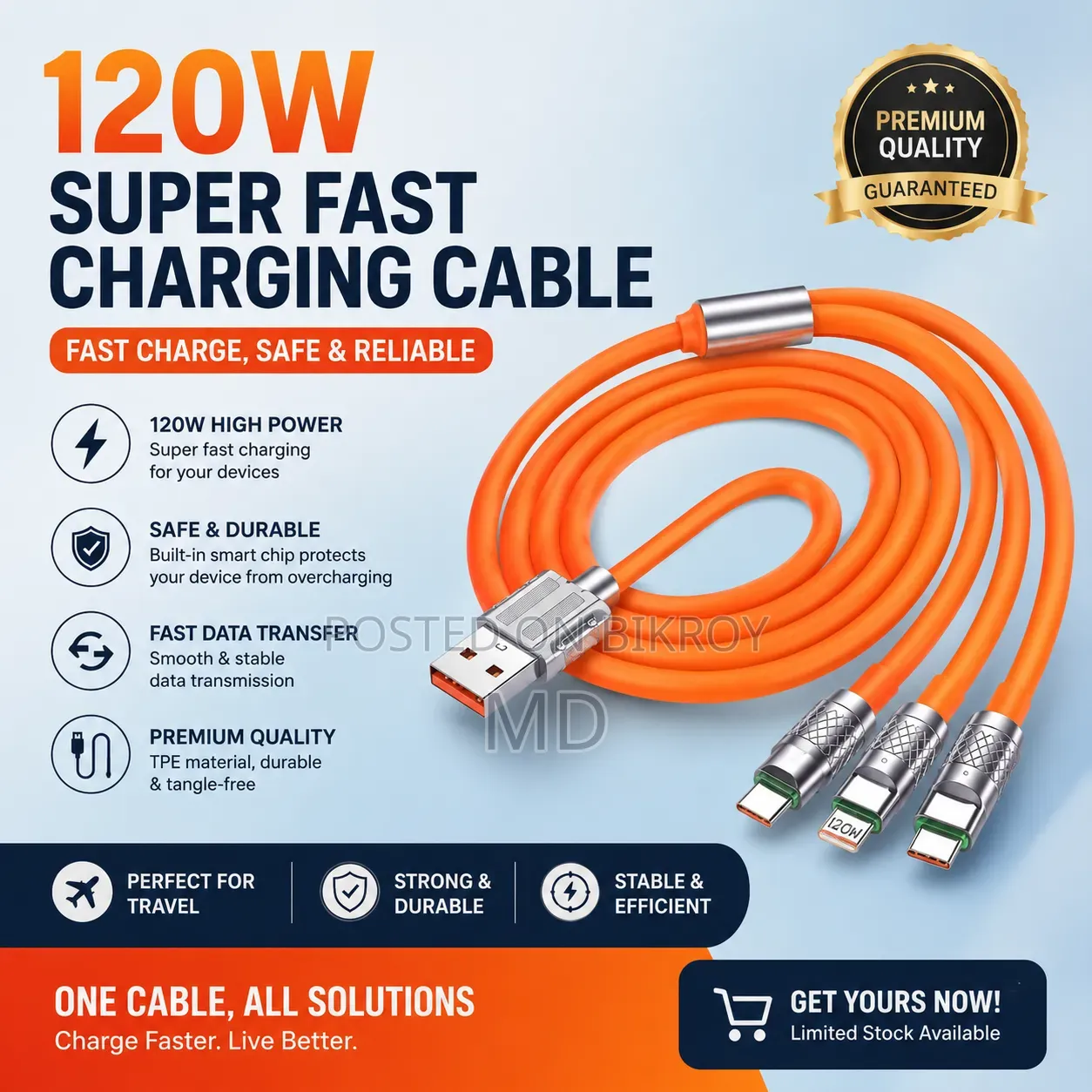 3 in 1 Super Fast Charging Data Cable