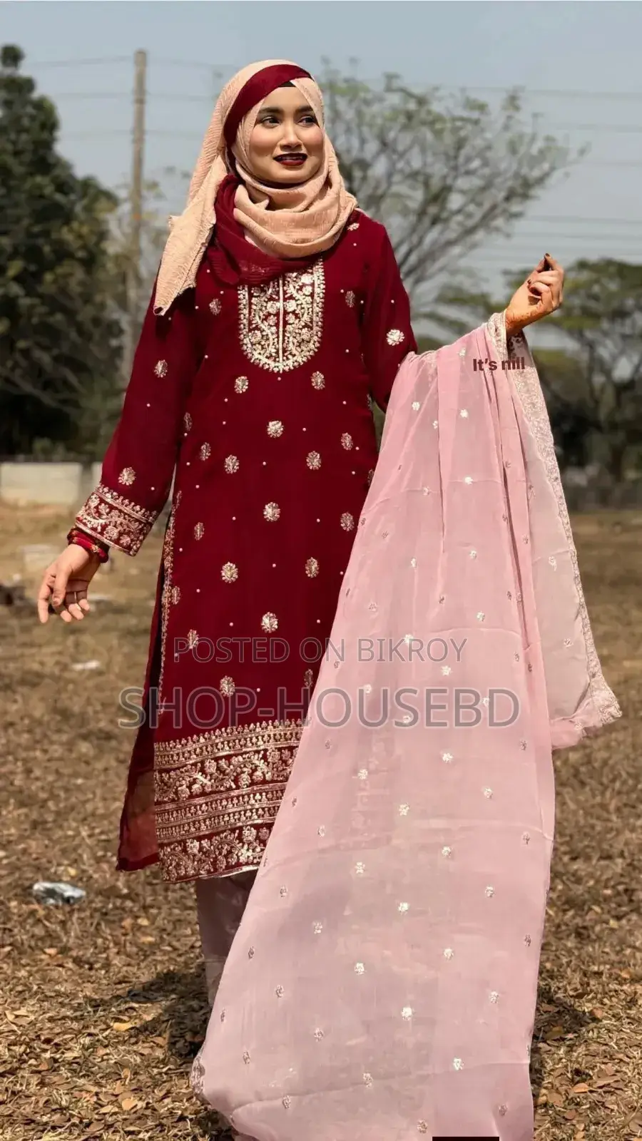 সফট জর্জেট উইথ সিকোয়েন্স এমব্রয়ডারি থ্রি পিস