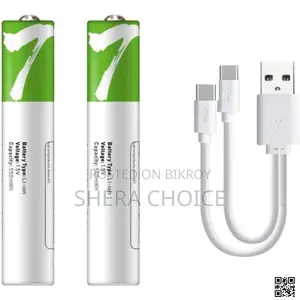 Rechargeable Li-ion AAA Via USB Type C Battery 1.5V (2 Pcs Set)