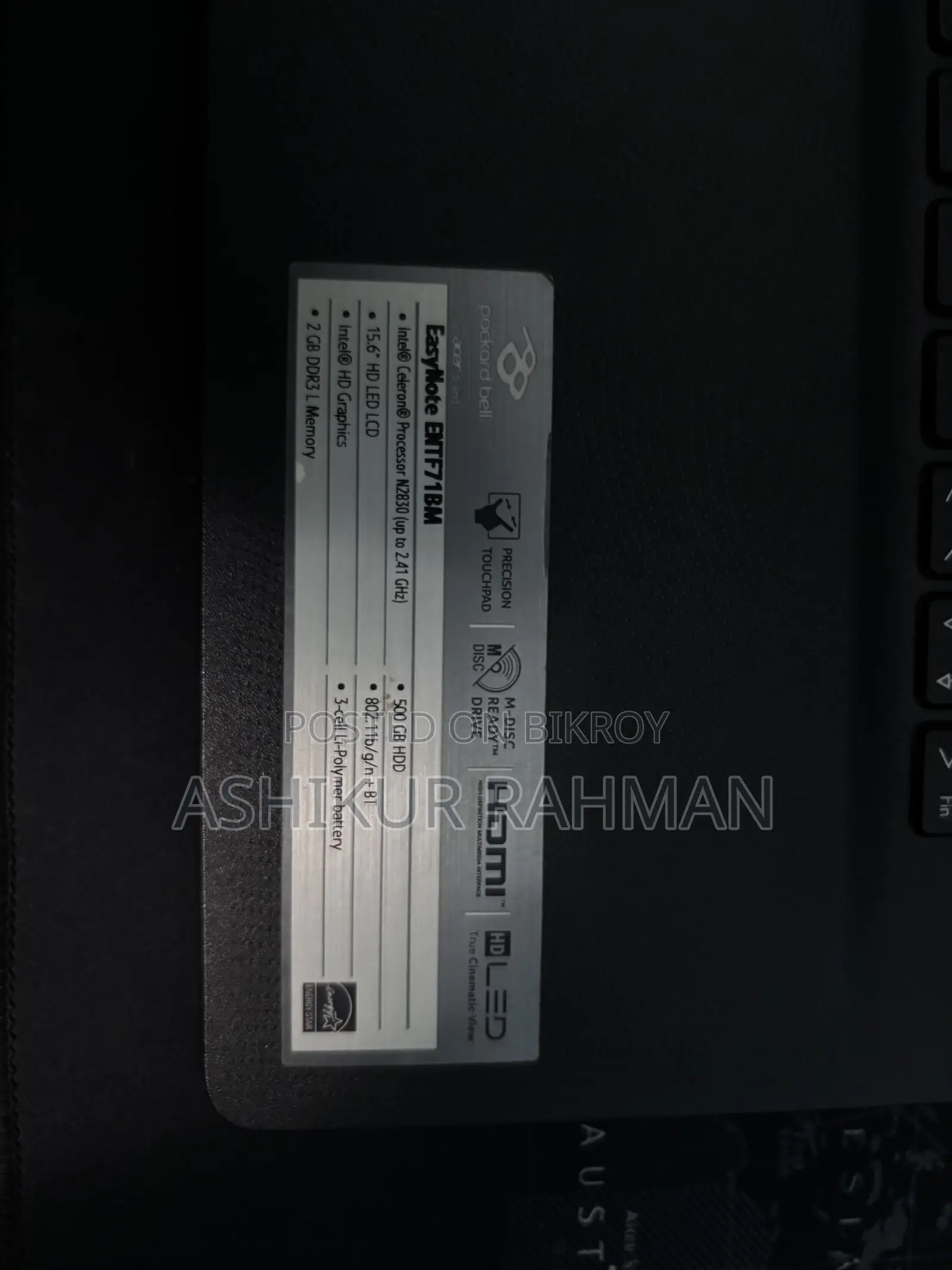 ল্যাপটপ Acer Aspire 1 2GB Intel Celeron HDD 500GB