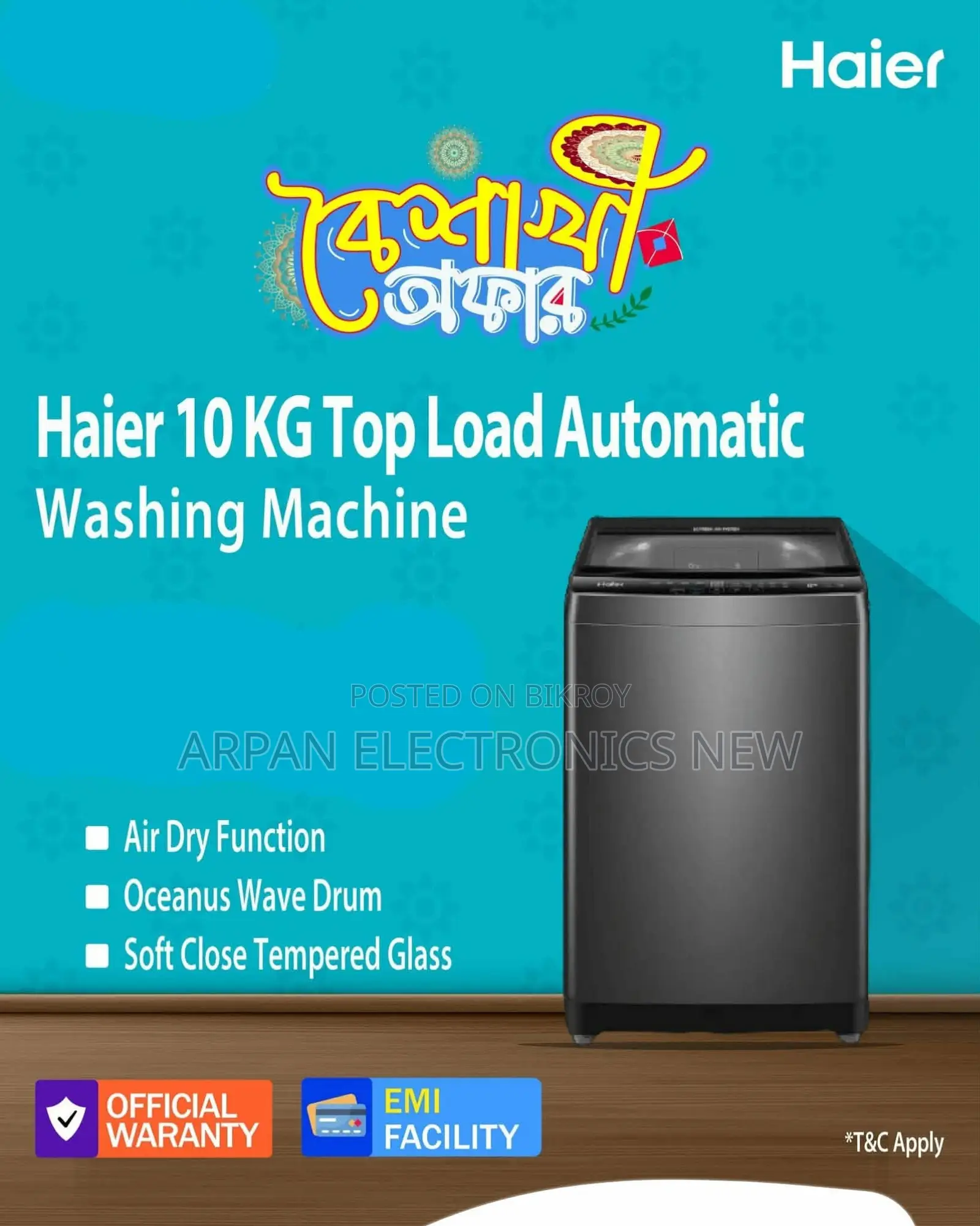 সহজ Emi সুবিধা Haier Top Loading Washing Machine 10 Kg