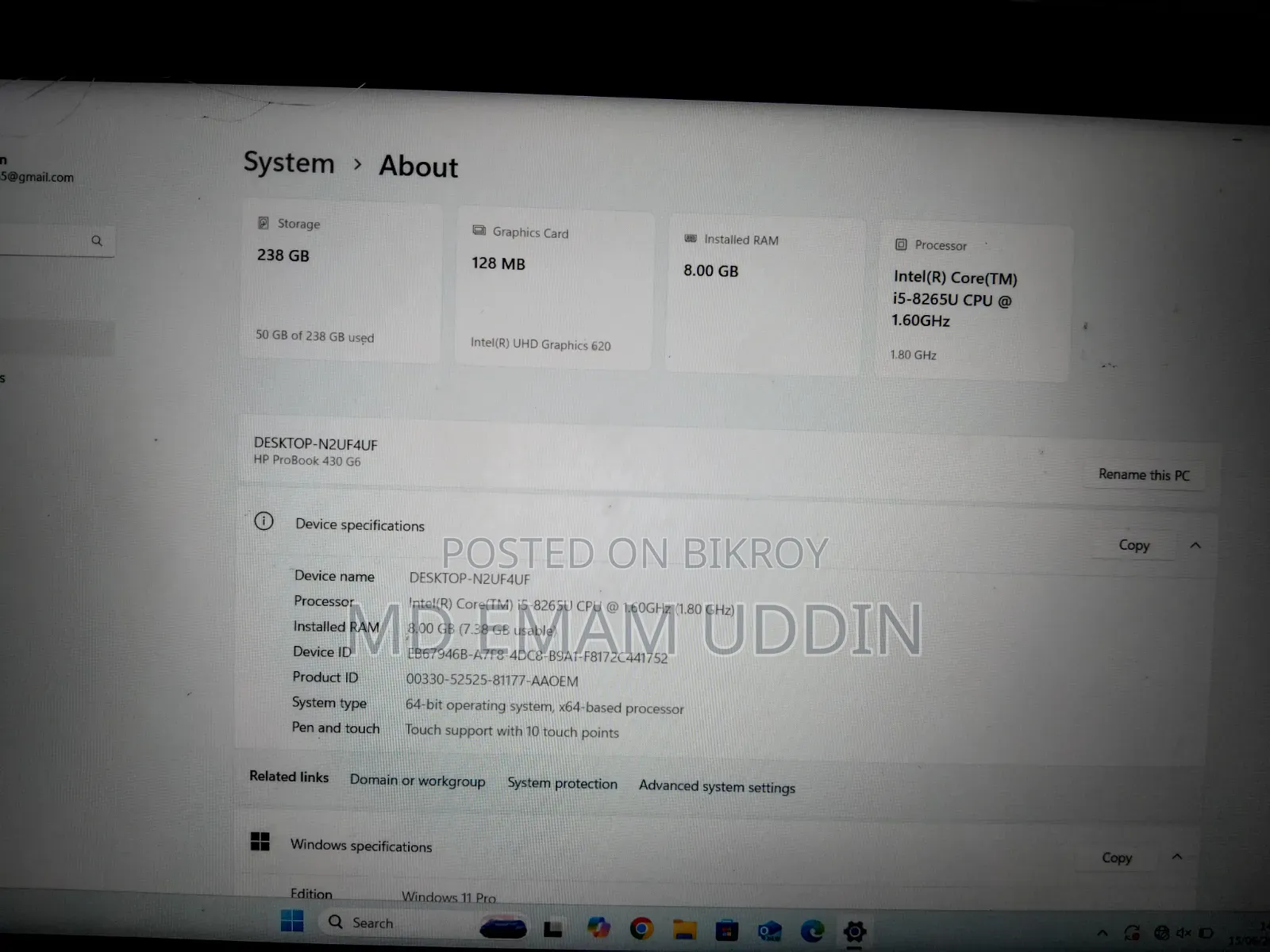 Laptop HP 8GB Intel Core I5 SSD 256GB