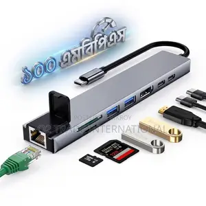 Usb C Hub 8in1 Docking Station Hdmi, Rj45 Ethernet, Usb 3.0, Sd/Tf