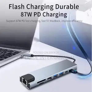 USB-C Hub 8-in-1 Docking Station HDMI, RJ45 Ethernet, USB 3.0, SD/TF
