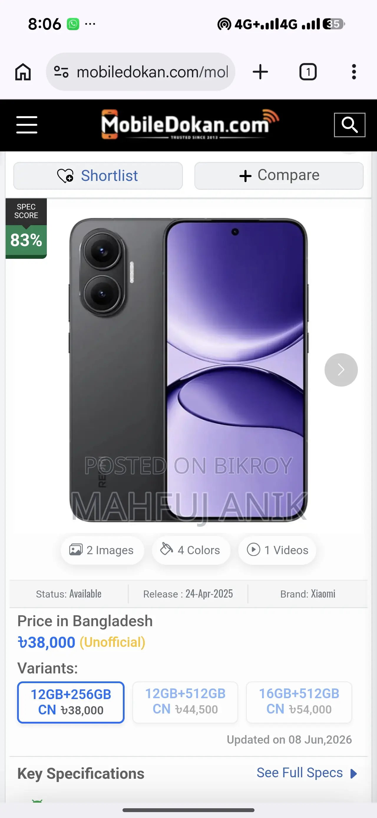 Xiaomi Redmi Turbo 4 Pro 256 GB Black