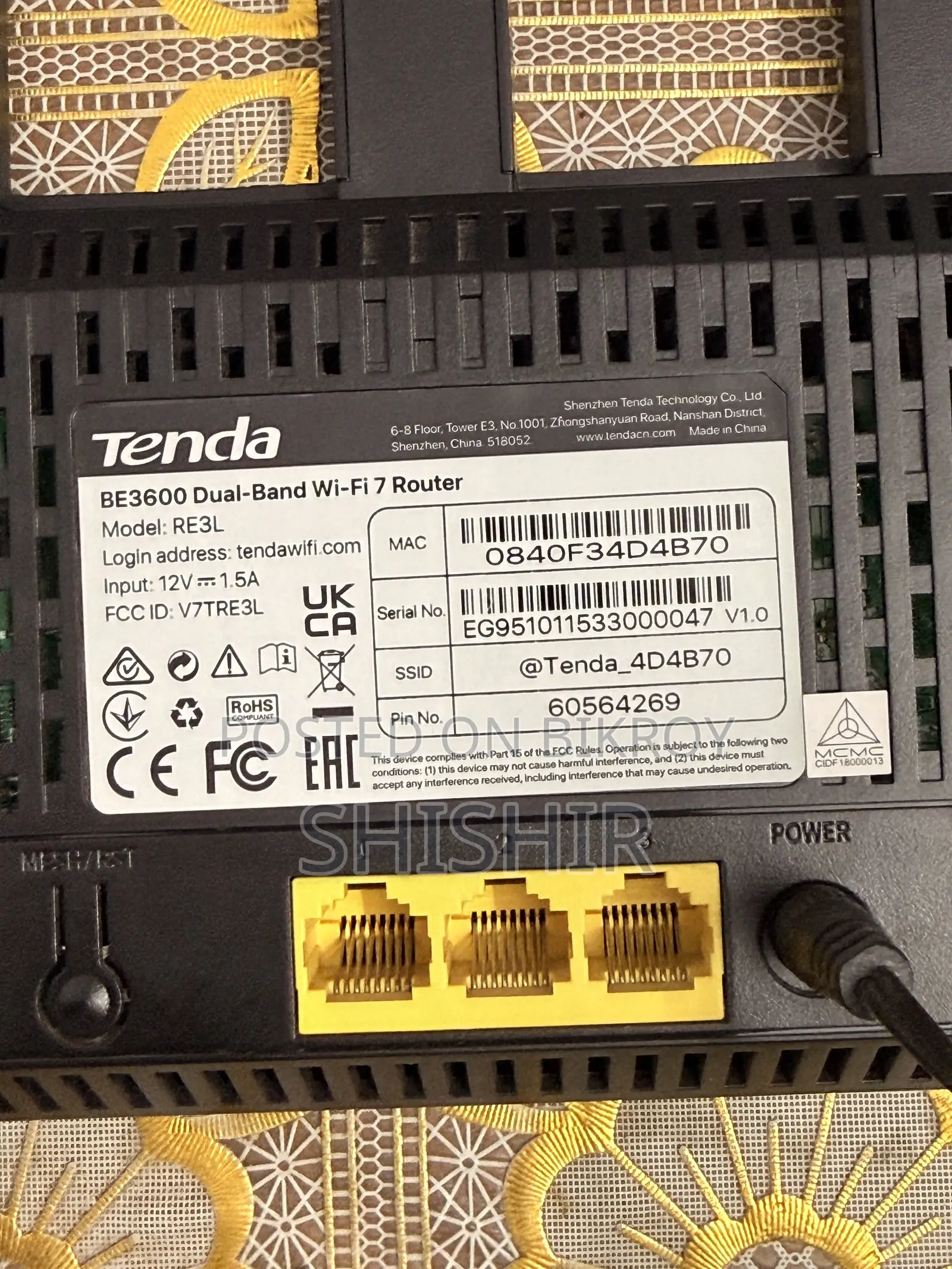 Tenda Be3600 Wifi Ultra Fast 7 Dual-Band Router 5 Antennas