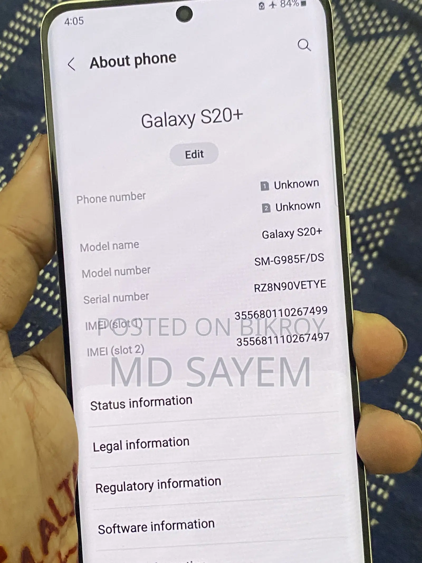 Samsung Galaxy S20+ 128 GB White