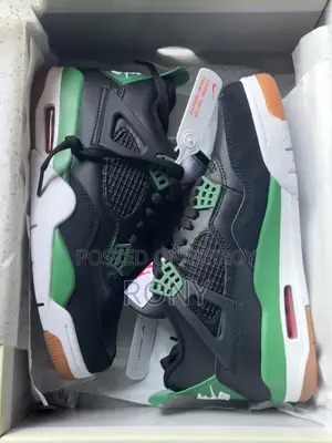 Jordan 4 Style Green Black Sneakers