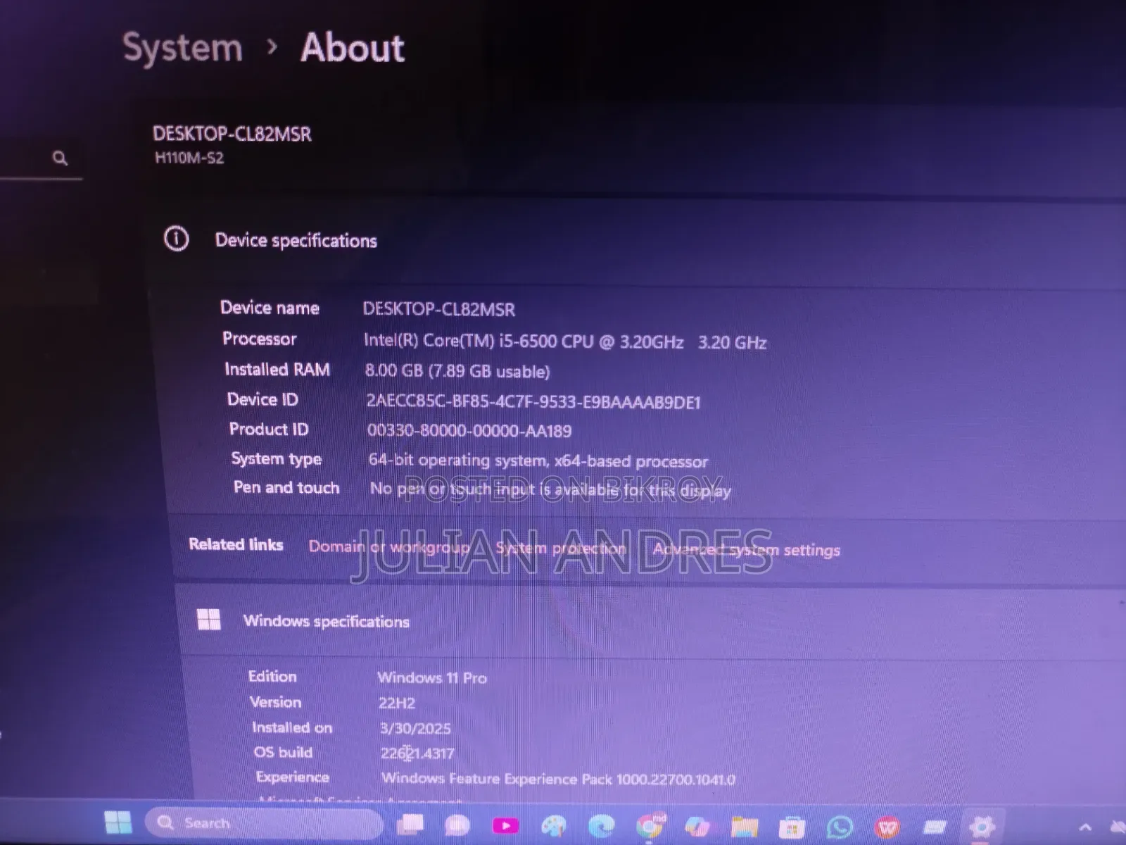 Desktop Computer Gigabyte GB-BKi3HA-7100 8GB Intel Core I5 SSD 512GB