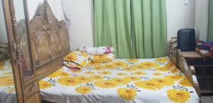 Full Bedroom Set for Sale Including Bed, Almirah, and Dressing Table