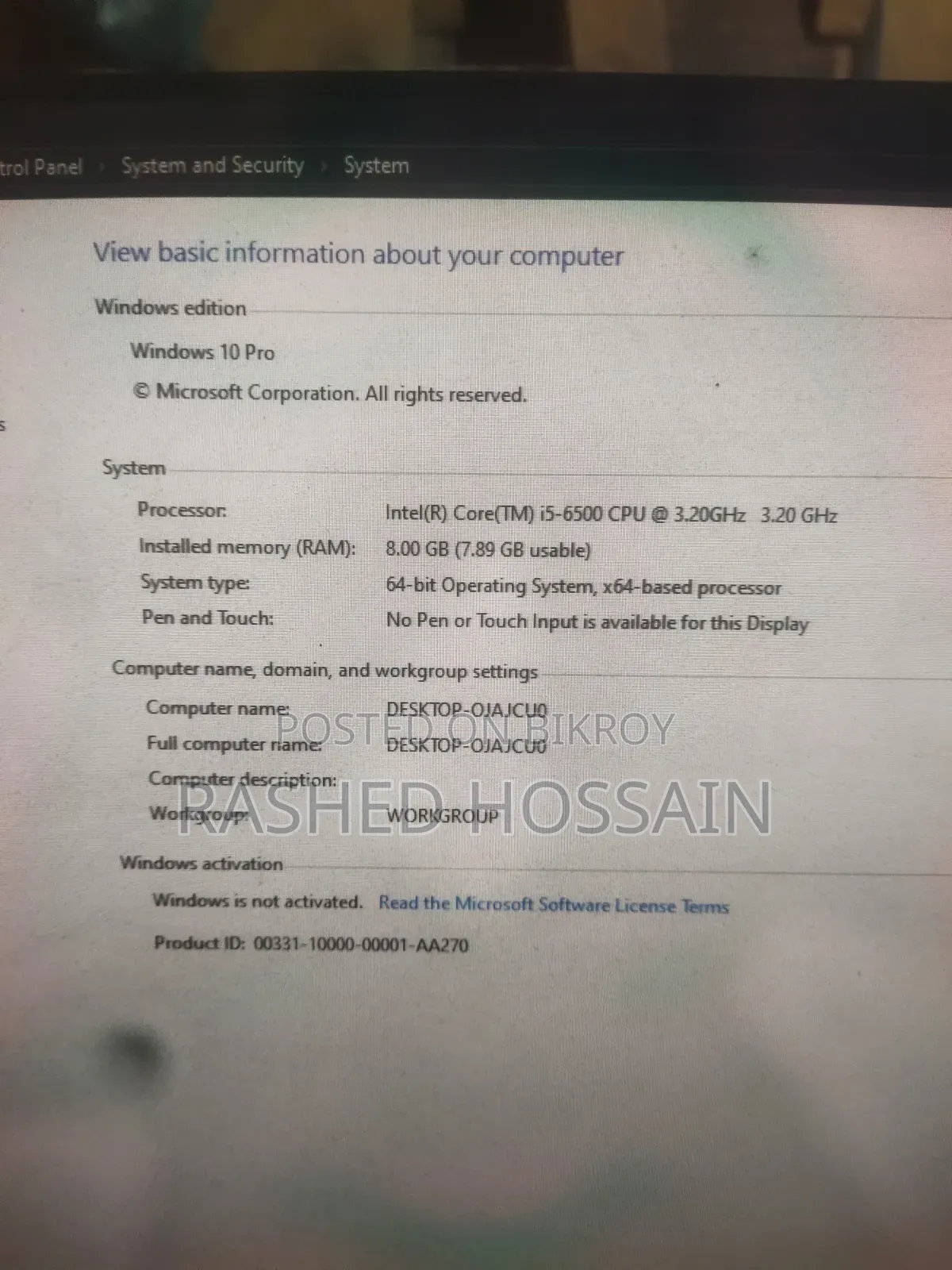 Desktop Computer Gigabyte GB-BACE-3160 8GB Intel Core I5 SSD 256GB